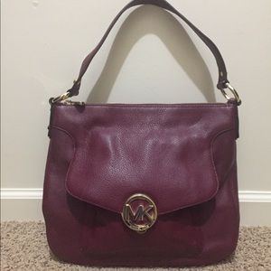 Michael Kors burgundy leather handbag. Nice color!